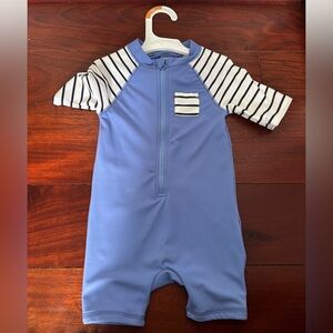 Blue and White Striped Kids Romper Swimwear